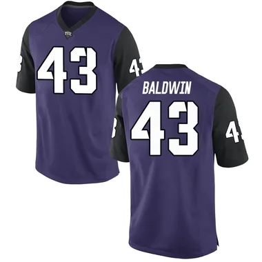 Men's Game Blake Baldwin TCU Horned Frogs Football College Jersey - Purple