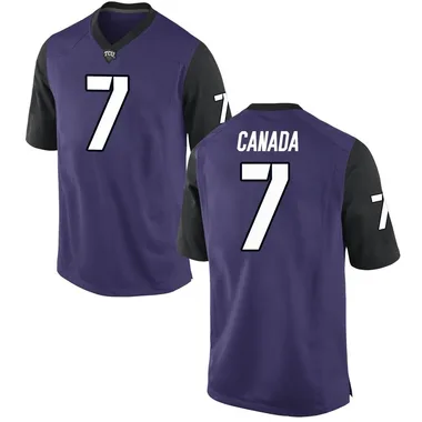 Men's Game Channing Canada TCU Horned Frogs Football College Jersey - Purple
