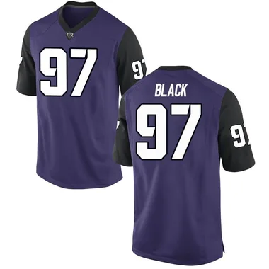 Men's Game Easton Black TCU Horned Frogs Football College Jersey - Purple