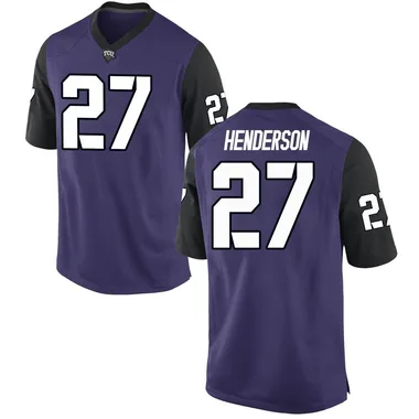 Men's Game Gunnar Henderson TCU Horned Frogs Football College Jersey - Purple