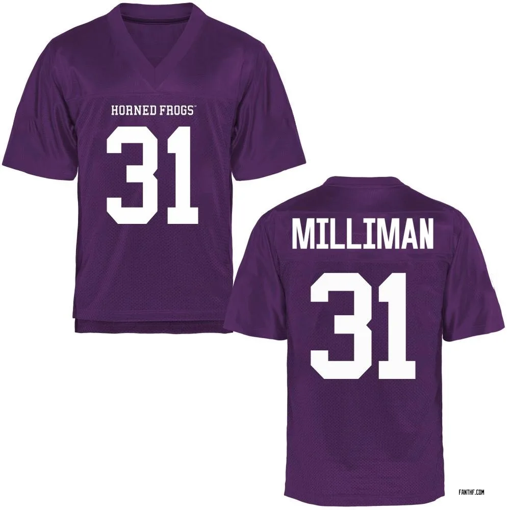 Men's Game Jake Milliman TCU Horned Frogs Football College Jersey - Purple