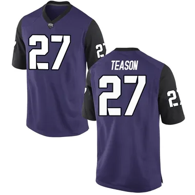 Men's Game Michael Teason TCU Horned Frogs Football College Jersey - Purple