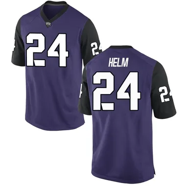 Men's Replica Avery Helm TCU Horned Frogs Football College Jersey - Purple