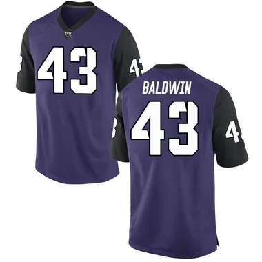 Men's Replica Blake Baldwin TCU Horned Frogs Football College Jersey - Purple