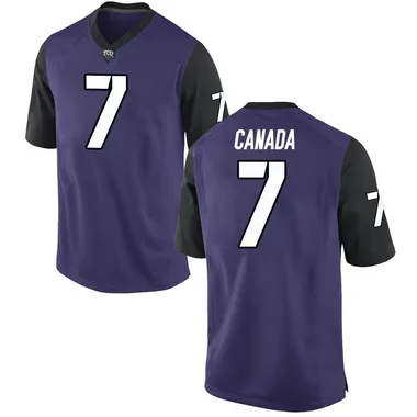 Men's Replica Channing Canada TCU Horned Frogs Football College Jersey - Purple