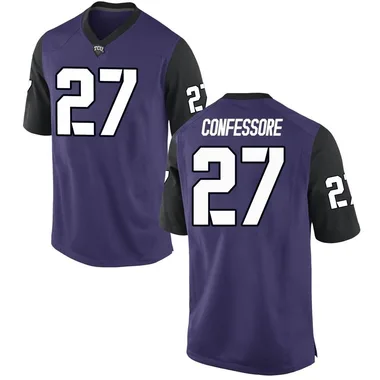 Men's Replica Cole Confessore TCU Horned Frogs Football College Jersey - Purple