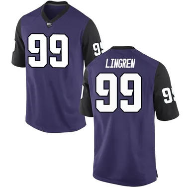 Men's Replica Connor Lingren TCU Horned Frogs Football College Jersey - Purple