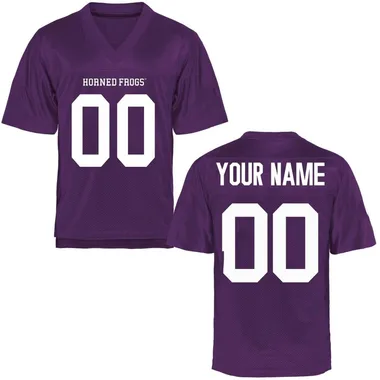 Men's Replica Custom TCU Horned Frogs Football College Jersey - Purple