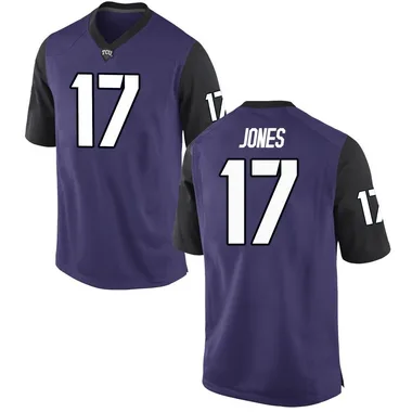 Men's Replica Dane Jones TCU Horned Frogs Football College Jersey - Purple