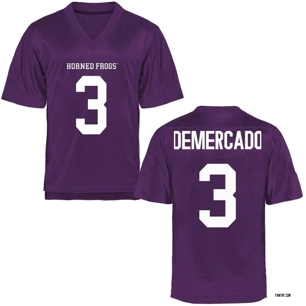 Men's Replica Emari Demercado TCU Horned Frogs Football College Jersey - Purple