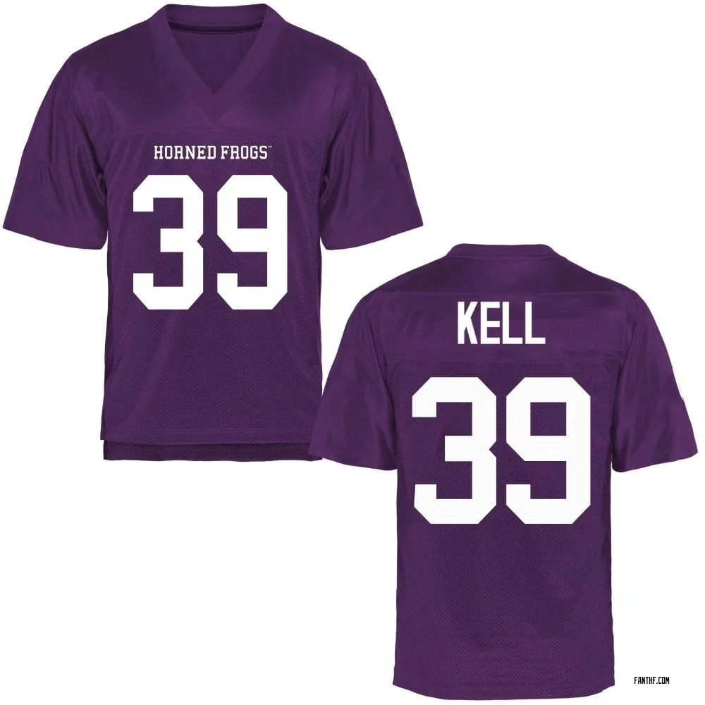 Men's Replica Griffin Kell TCU Horned Frogs Football College Jersey - Purple