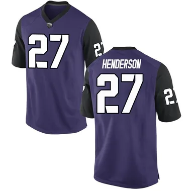 Men's Replica Gunnar Henderson TCU Horned Frogs Football College Jersey - Purple
