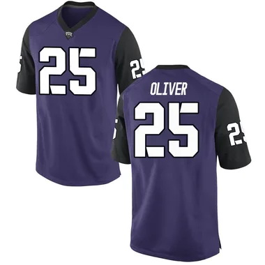 Men's Replica Jaise Oliver TCU Horned Frogs Football College Jersey - Purple