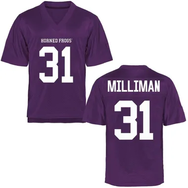 Men's Replica Jake Milliman TCU Horned Frogs Football College Jersey - Purple