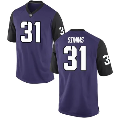 Men's Replica Julius Simms TCU Horned Frogs Football College Jersey - Purple