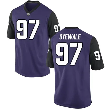 Men's Replica Paul Oyewale TCU Horned Frogs Football College Jersey - Purple