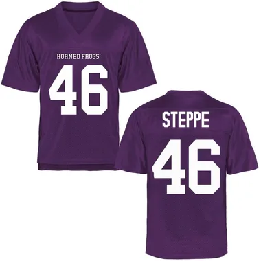 Men's Replica Rhett Steppe TCU Horned Frogs Football College Jersey - Purple