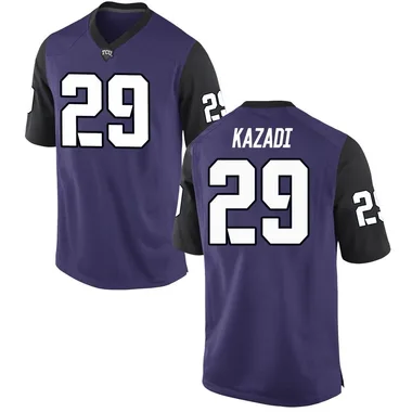 Men's Replica Rohon Kazadi TCU Horned Frogs Football College Jersey - Purple