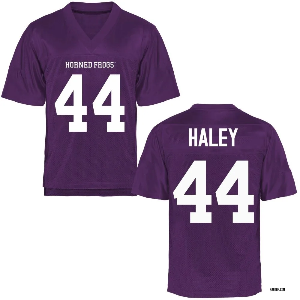 Men's Replica Sam Haley TCU Horned Frogs Football College Jersey - Purple
