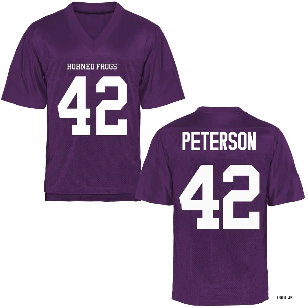 Men's Replica Sebastian Peterson TCU Horned Frogs Football College Jersey - Purple