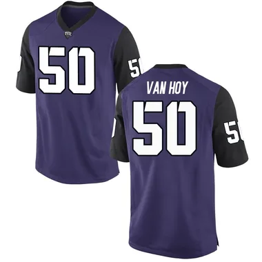 Men's Replica Witten Van Hoy TCU Horned Frogs Football College Jersey - Purple