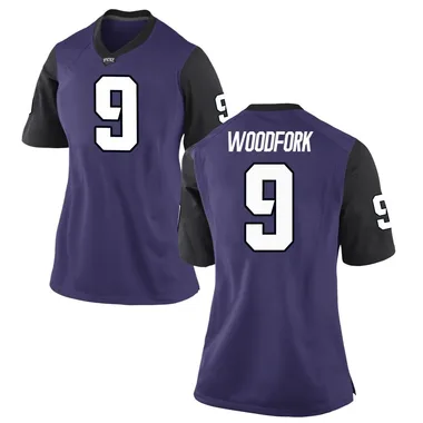 Women's Game Chad Woodfork TCU Horned Frogs Football College Jersey - Purple