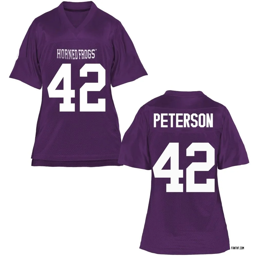 Women's Game Sebastian Peterson TCU Horned Frogs Football College Jersey - Purple