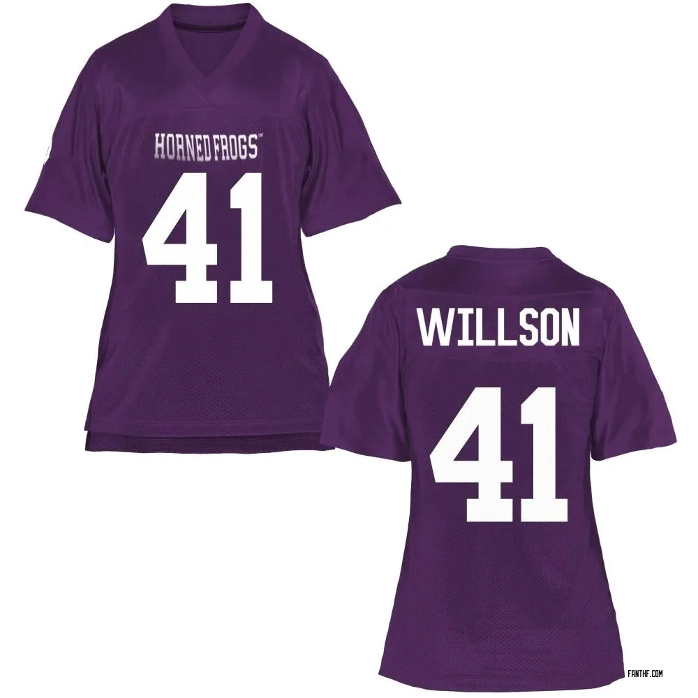 Women's Game TJ Willson TCU Horned Frogs Football College Jersey - Purple