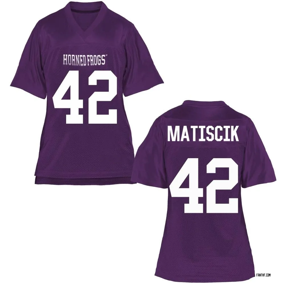 Women's Replica Brent Matiscik TCU Horned Frogs Football College Jersey - Purple