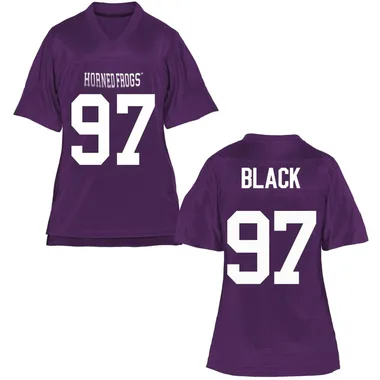 Women's Replica Easton Black TCU Horned Frogs Football College Jersey - Purple