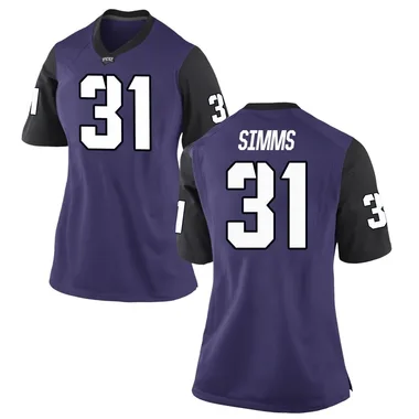 Women's Replica Julius Simms TCU Horned Frogs Football College Jersey - Purple