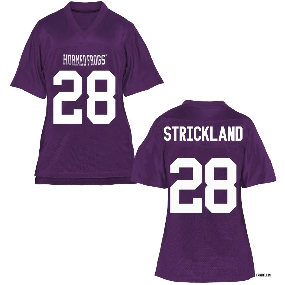 Women's Replica Micah Strickland TCU Horned Frogs Football College Jersey - Purple