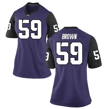 Women's Replica Tico Brown TCU Horned Frogs Football College Jersey - Purple