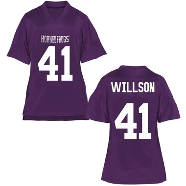 Women's Replica TJ Willson TCU Horned Frogs Football College Jersey - Purple