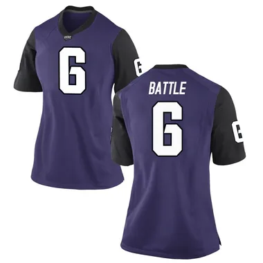 Women's Replica Trent Battle TCU Horned Frogs Football College Jersey - Purple