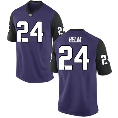 Youth Game Avery Helm TCU Horned Frogs Football College Jersey - Purple