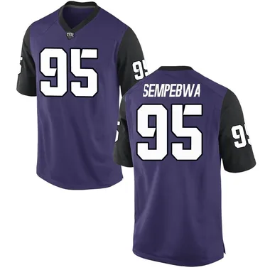 Youth Game Caleb Sempebwa TCU Horned Frogs Football College Jersey - Purple
