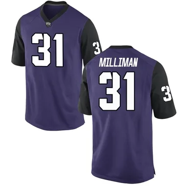 Youth Game Jake Milliman TCU Horned Frogs Football College Jersey - Purple