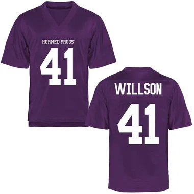 Youth Replica TJ Willson TCU Horned Frogs Football College Jersey - Purple